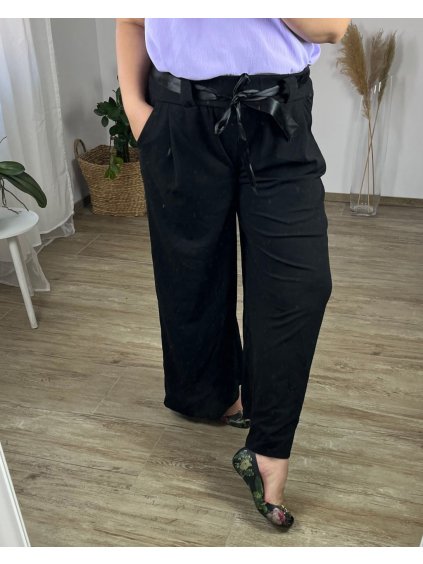 Kalhoty dlouhé dámské nadrozměr (3XL/4XL ONE SIZE) ITALSKÁ MÓDA IMWQ24148/DR (Velikost 3XL/4XL, Barva Černá)