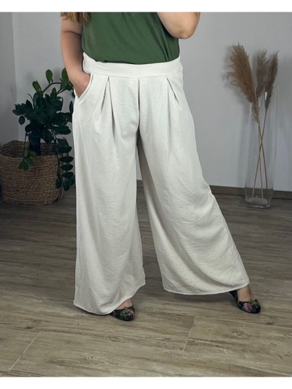 Kalhoty letní dlouhé dámské nadrozměr (50/52/54 ONE SIZE) ITALSKá MóDA IM424FUGON/DUR (Velikost 50/52, Barva Černá)