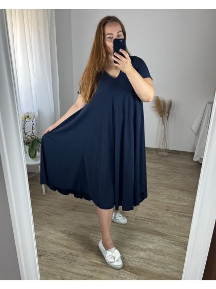 Šaty letní krátký rukáv dámské nadrozměr (58/60 ONE SIZE) ITALSKÁ MÓDA IM424357/DR (Velikost 58/60, Barva Černá)
