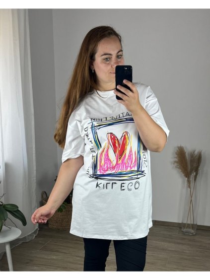 Tričko prodloužené krátký rukáv dámská nadrozměr (54/56 ONE SIZE) ITALSKá MóDA im424217/DR