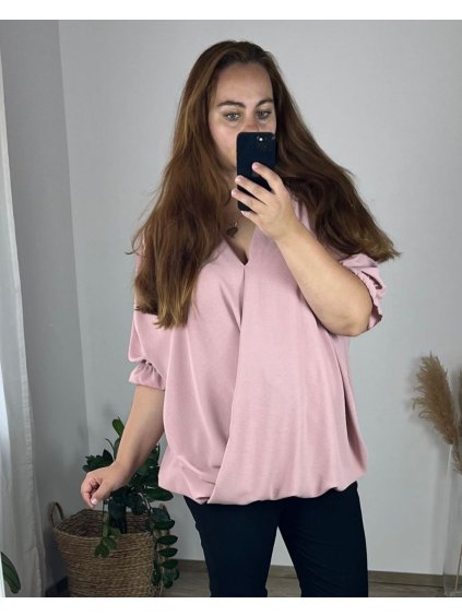 Tunika elegantní krátký rukáv dámská nadrozměr (60/62ONE SIZE) ITALSKÁ MÓDA IM424118/DU (Velikost 60/62, Barva bílá)