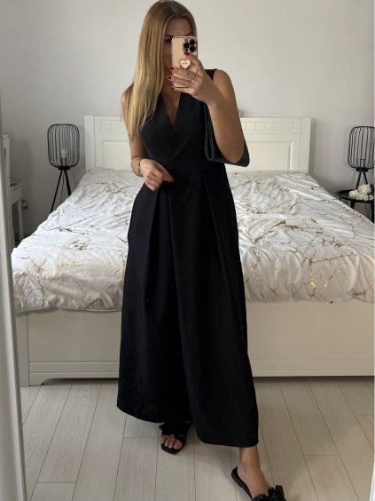 Šaty košilové krátký rukáv dámské (S/M/L ONE SIZE) ITALSKÁ MÓDA IMWCA24345/DU (Velikost S/M/L, Barva Černá)