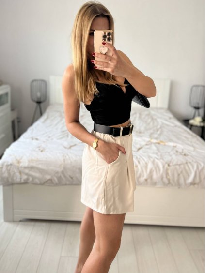 Kraťasy šortky elegantní dámské (S/M/L ONE SIZE) ITALSKÁ MÓDA IMWAD24163/DU (Velikost S/M/L, Barva béžová)