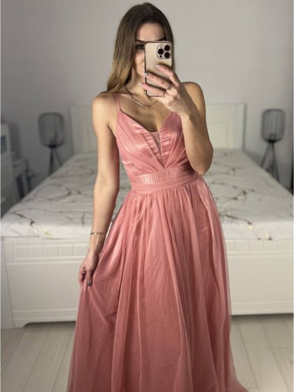 Šaty dlouhé třpytivé společenské na ramínka dámské (S/M ONE SIZE) ITALSKÁ MÓDA IMPSH24L666/DU