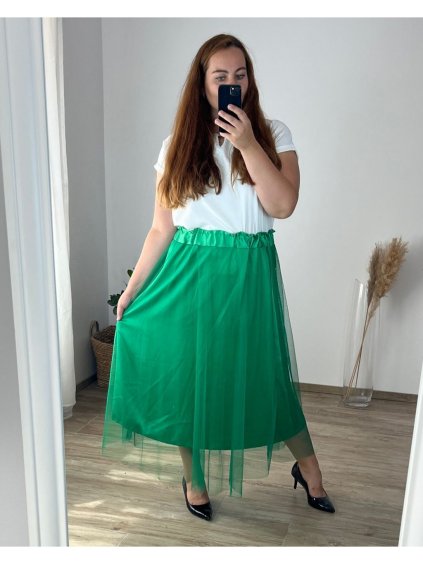 Sukně dlouhá dámská nadrozměr (48/50 ONE SIZE) ITALSKá MóDA IM424LILIE/DR (Velikost 48/50, Barva béžová)