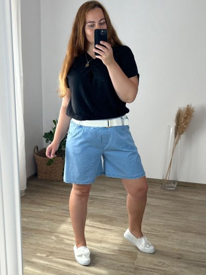 Kraťasy šortky s páskem dámské nadrozměr (48/50ONE SIZE) ITALSKÁ MÓDA IMWEC24083/DUR