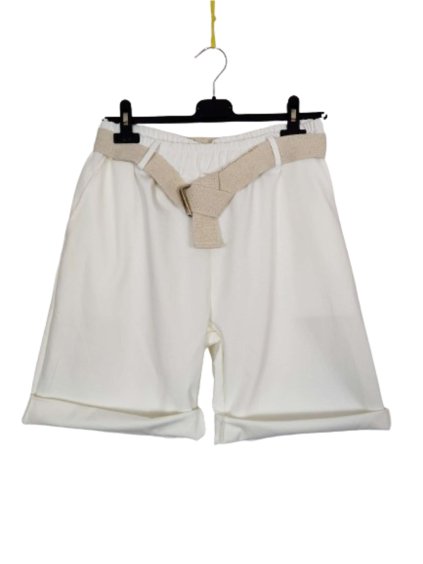 Kraťasy šortky s páskem dámské nadrozměr (48/50 ONE SIZE) ITALSKÁ MÓDA IMWEC24082/DUR (Velikost 48/50, Barva béžová)