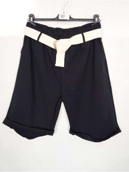 Kraťasy šortky s páskem dámské nadrozměr (48/50 ONE SIZE) ITALSKÁ MÓDA IMWEC24082/DUR (Velikost 48/50, Barva béžová)