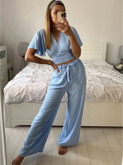 Souprava letní top a kalhoty dámské (S/M ONE SIZE) ITALSKá MóDA IM324150/DU (Velikost S/M/L, Barva béžová)
