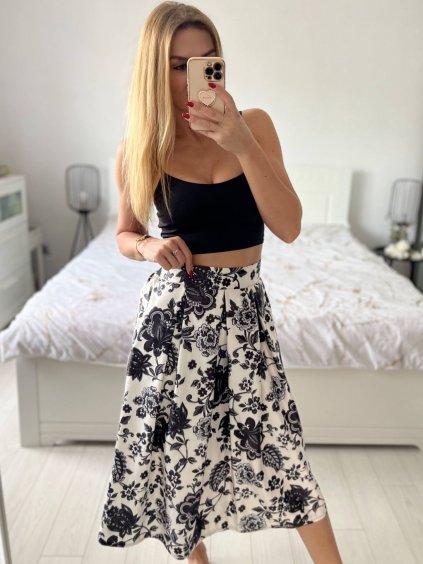 Sukně středně krátká dámská (S/M ONE SIZE) ITALSKÁ MÓDA IMM24M3154-6/DU (Velikost S/M/L, Barva Černo-bílá)