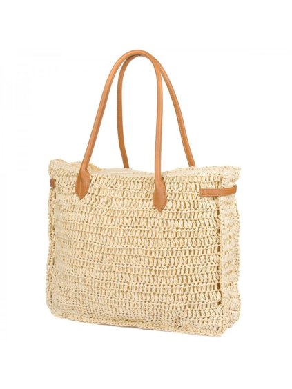Kabelka boho letní dámska (43cm X 34cm X 10cm) Versoli VER24TOR-PA-2 (Velikost ONE SIZE, Barva hnědá světlá)