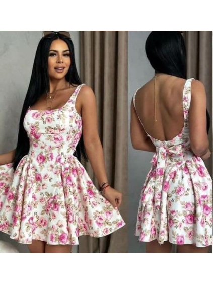 Šaty krátké letní na ramínka dámské (S/M/L ONE SIZE) ITALSKÁ MÓDA IMM24M32983A/DUR (Velikost M/L, Barva bílá)