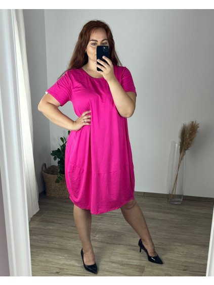 Šaty volnočasové krátký rukáv dámské nadrozměr (54/56 ONE SIZE) ITALSKá MóDA IM424152/DR (Velikost 54/56, Barva tmavě petrolejová)