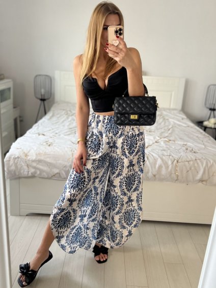 Kalhoty harémky letní dlouhé dámské Esme (S/M ONE SIZE) ITALSKÁ MÓDA IMM239535UNVZ-1/DU (Velikost S/M/L, Barva modrá)