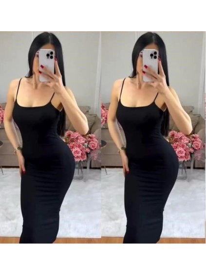 Šaty dlouhé elegantní letní na ramínka dámské (S/M ONE SIZE) ITALSKÁ MÓDA IMM24M55571/DUR (Velikost S/M/L, Barva Černá)