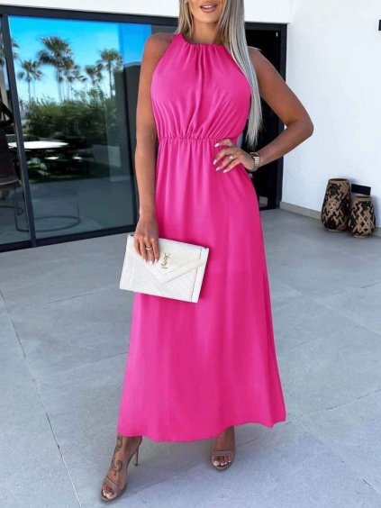 Šaty dlouhé elegantní bez rukávu dámské (S/M/L ONE SIZE) ITALSKÁ MÓDA IMWCN24065/DUR