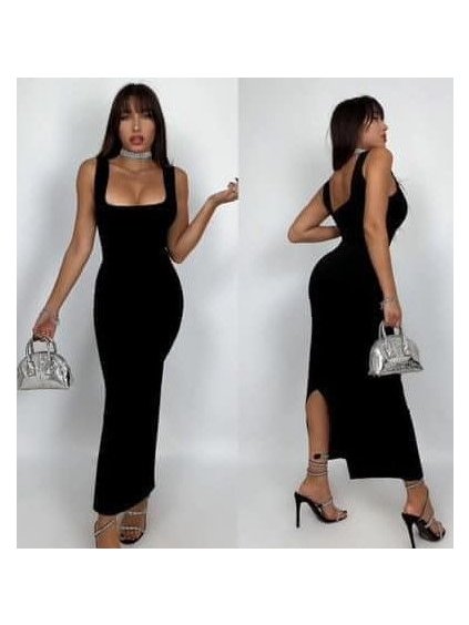 Šaty letní bez rukávu dámské (S/M ONE SIZE) ITALSKÁ MÓDA IMM24M27220/DUR (Velikost S/M/L, Barva Černá)