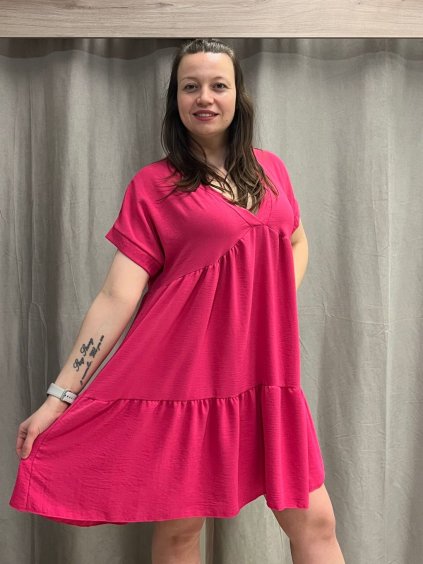 Šaty letní oversize krátký rukáv dámské nadrozměr (42/44/46 ONE SIZE) ITALSKá MóDA IM424386/DUR (Velikost 44/46, Barva Černá)