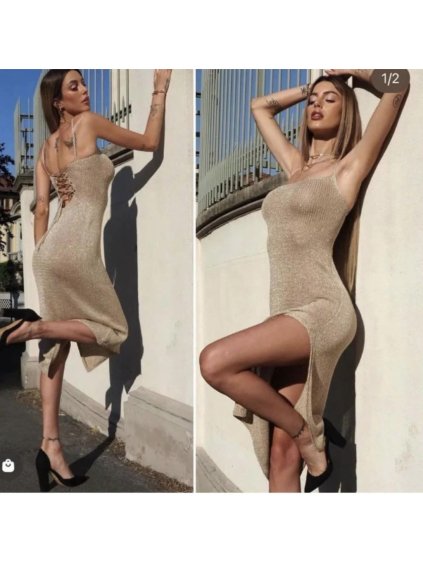 Šaty dlouhé elegantní letní na ramínka dámské (S/M ONE SIZE) ITALSKÁ MÓDA IMPMD242090w/DUR