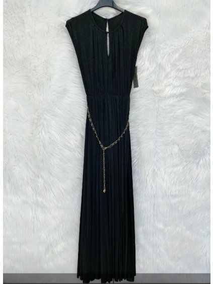 Šaty dlouhé elegantní skládané bez rukávu dámské (S/M ONE SIZE) ITALSKÁ MÓDA IMPMD243558A/DUR (Velikost S/M/L, Barva Černá)