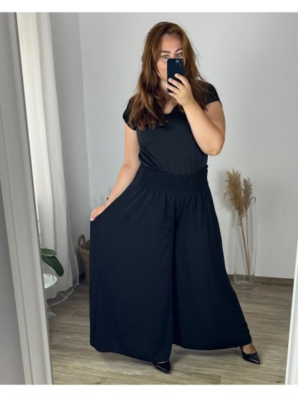 Kalhoty letní oversize dámské (S/M/L/XL/2XL ONE SIZE) ITALSKÁ MODA IM424445/DR (Velikost XL/2XL, Barva Černá)