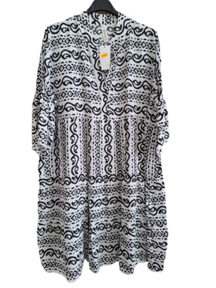 Šaty letní košilové krátký rukáv dámské nadrozměr (M/L/XL/2XL ONE SIZE) ITALSKÁ MÓDA IMP168231360/DUR (Velikost XL/2XL, Barva Černá)