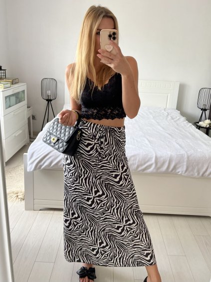 Sukně dlouhá dámská (S/M/L ONE SIZE) ITALSKÁ MÓDA IMM24M279-1/DU (Velikost S/M/L, Barva Černo-bílá)