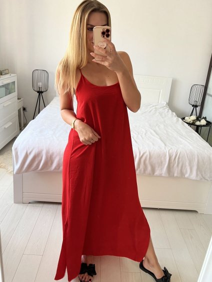 Šaty dlouhé elegantní na ramínka dámské (38/40 ONE SIZE) ITALSKÁ MÓDA IMPES24LONG/DU (Velikost M/L, Barva Černá)