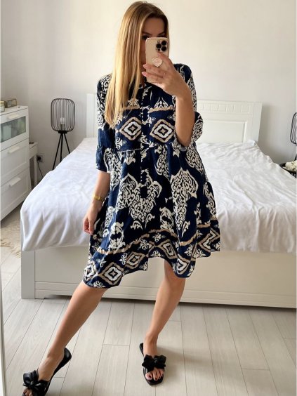 Šaty španělské letní krátký rukáv dámská  (S/M/L ONE SIZE) ITALSKÁ MÓDA IMM24M4247/DU (Velikost M/L, Barva Černá)