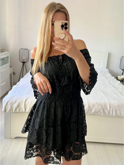 Overal krátký krajkový boho 3/4 dlouhý rukáv dámský (S/M/L ONE SIZE) ITALSKÁ MÓDA IMWGS24127/DU (Velikost S/M/L, Barva bílá)
