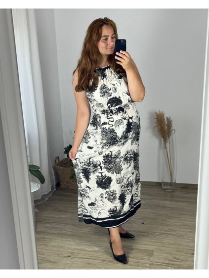 Šaty dlouhé letní bez rukávu dámské nadrozměr (46/48/50 ONE SIZE) ITALSKÁ MÓDA IMWEC24165-2/DUR