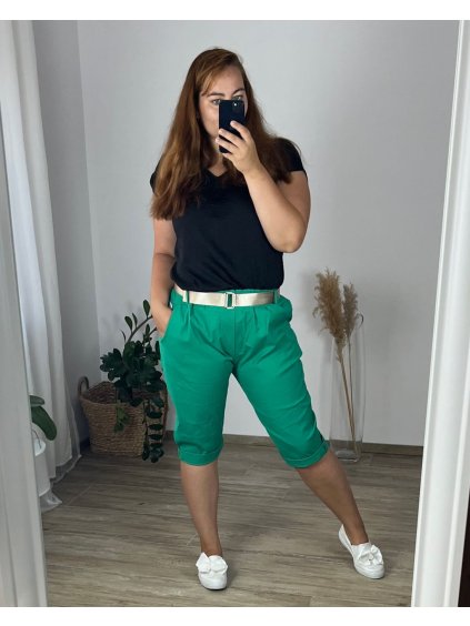 Kraťasy šortky strečové dámské nadrozměr (54/56 ONE SIZE) ITALSKÁ MÓDA IM424432/DR (Velikost 54/56, Barva Černá)