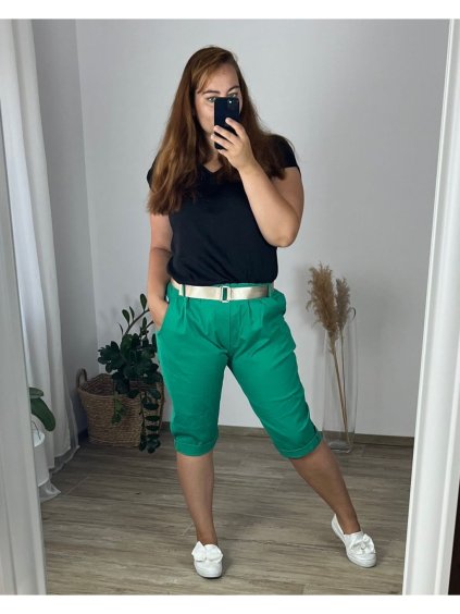 Kraťasy šortky strečové dámské nadrozměr (54/56 ONE SIZE) ITALSKÁ MÓDA IM424432/DR (Velikost 54/56, Barva Černá)