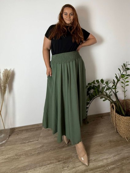 Sukně dlouhá dámské LADY (46/48/50 ONE SIZE) ITALSKÁ MÓDA IM424423/DR (Velikost 48/50, Barva modrá petrolejová)