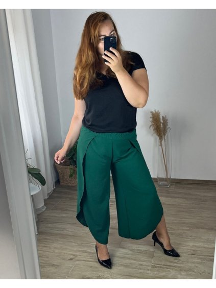 Kalhoty harémky letní dlouhé dámské (42/44/46 ONE SIZE) ITALSKÁ MÓDA IM424361/DR (Velikost 44/46, Barva tmavě smaragdová)