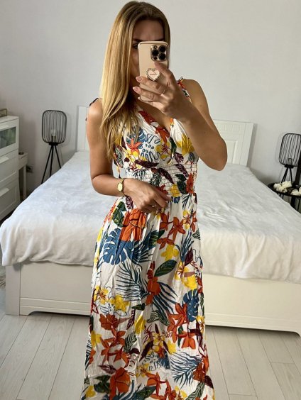 Šaty dlouhé letní bez rukávu dámské (M/L, XL/XXL) AINUOSI  ITALSKÁ MODA IMB24A356-2/DUR (Velikost M/L, Barva bílá)