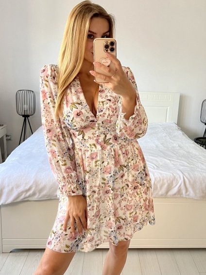 Šaty letní šifonové dlouhý rukáv dámské JULIETTE (S/M ONE SIZE) ITALSKÁ MÓDA IMPES238944-3/DU (Velikost S/M/L, Barva bílá)