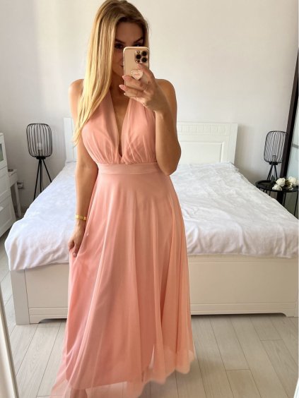 Šaty dlouhé společenské bez rukávu dámské (S/M ONE SIZE) ITALSKÁ MÓDA IMPSH2420019/DU