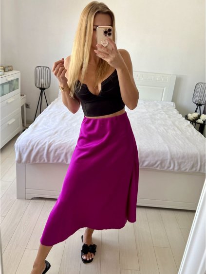 Sukně dlouhá saténová dámská (S/M ONE SIZE) ITALSKÁ MÓDA IMPBB242N6997/DUR (Velikost S/M/L, Barva Černá)