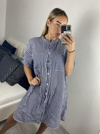 Šaty košilové oversize krátký rukáv dámské nadrozměr (XL/2XL ONE SIZE) ITALSKá MODA IM723010/DUR