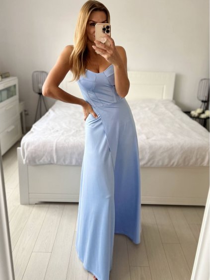 Šaty dlouhé elegantní na ramínka dámské (S/M ONE SIZE) ITALSKÁ MÓDA IMPSH246582/DU (Velikost S/M/L, Barva fialová)
