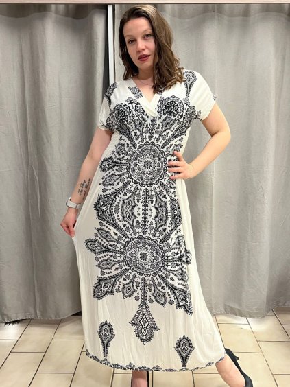 Šaty dlouhé letní icecool bez rukávu dámské (M/L-XL/2XL) AINUOSI ITALSKÁ MODA IMB249501 (Velikost M/L, Barva bílá)