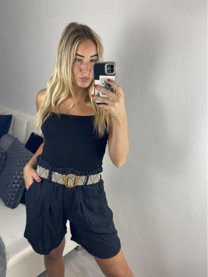 Kraťasy s páskem dámské (S/M ONE SIZE) ITALSKÁ MÓDA IMPSH242408/DU (Velikost S/M/L, Barva bílá)