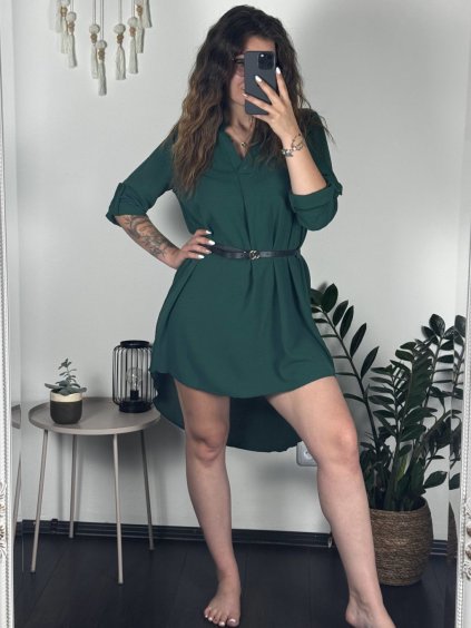 Tunika košilová dlouhý rukáv dámská (S/M/L ONE SIZE) ITALSKÁ MÓDA IMM24M3297/DUR (Velikost M/L, Barva bílá)