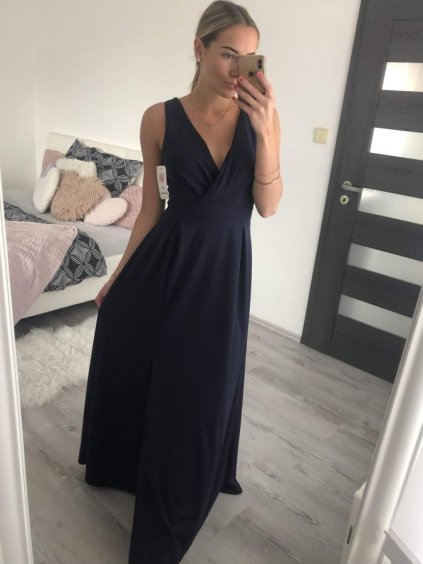 Šaty elegantní společenské dlouhé na ramínka dámské (XS/S/M/L ONE SIZE) ITALSKÁ MÓDA IMWB24KESI/DUR (Velikost M/L, Barva Černá)