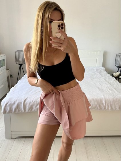 Sukně s kraťasy krátká dámská (S/M ONE SIZE) ITALSKÁ MÓDA IMD23169/DUR (Velikost S/M/L, Barva béžová smetanová)