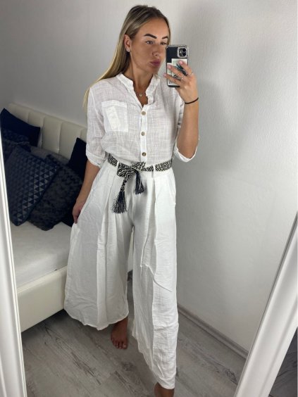 Kalhoty letní s páskem dámské (S/M/L ONE SIZE) ITALSKá MóDA IMSM24042/DU