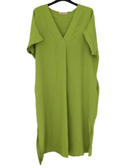 Šaty letní maxi oversize krátký rukáv dámské nadrozměr (XL/2XL/3XL ONE SIZE) ITALSKÁ MÓDA IMWGS232654/DUR (Velikost 2XL/3XL, Barva hnědá)