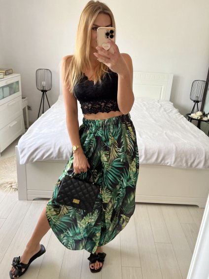 Kalhoty harémky letní dlouhé dámské Esme (S/M ONE SIZE) ITALSKÁ MÓDA IMM239535UNVZ-5/DUR (Velikost S/M/L, Barva tmavě zelená)