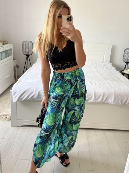 Kalhoty harémky letní dlouhé dámské Esme (S/M ONE SIZE) ITALSKÁ MÓDA IMM239535UNVZ-6/DUR (Velikost S/M/L, Barva zelená)